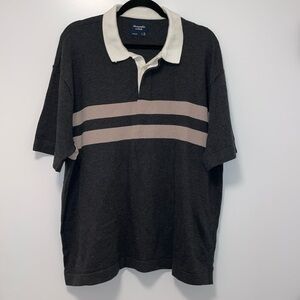 Abercrombie & Fitch Men’s Knit Gray and Cream Polo Shirt
